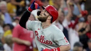 Philadelphia Phillies – No. 3 Right fielder/Designated hitter Born: October 16, 1992 (age 30) Las Vegas, Nevada Bats: Left Throws: Right MLB debut April 28, 2012, for the Washington Nationals MLB statistics (through 2022 season) Batting average .280 Hits 1,379 Home runs 285 Runs batted in 817 Stolen bases 122 Teams Washington Nationals (2012–2018) Philadelphia Phillies (2019–present)